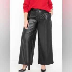 NWT ELOQUII Fall Wide Leg Faux Leather Pants Trousers Size 16
